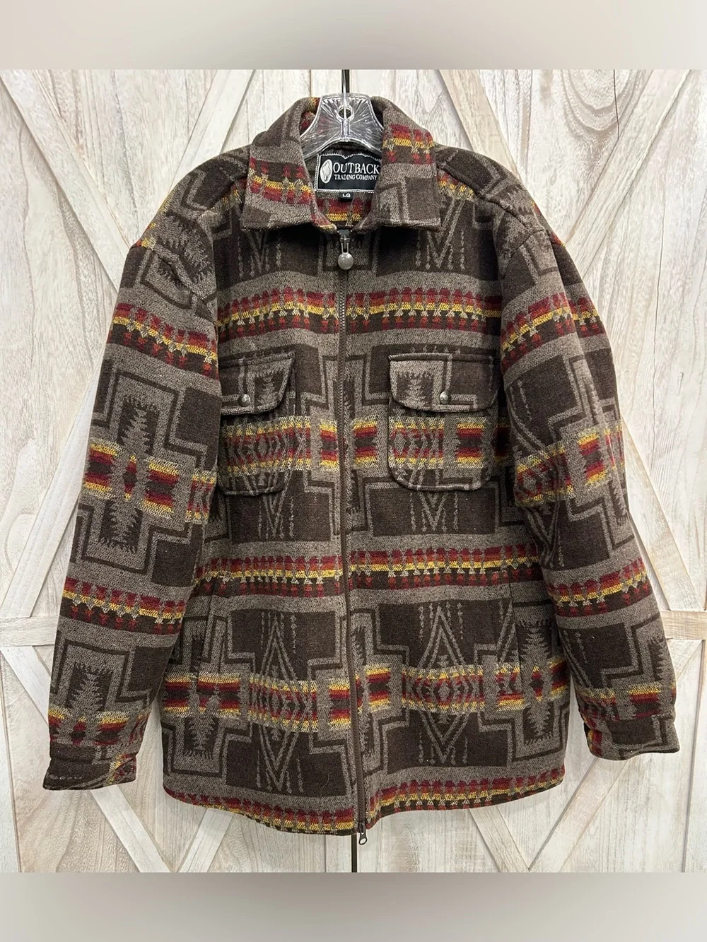 Outback Trading Company Koda Jacket Large Southwestern Aztec Wool Blend Western